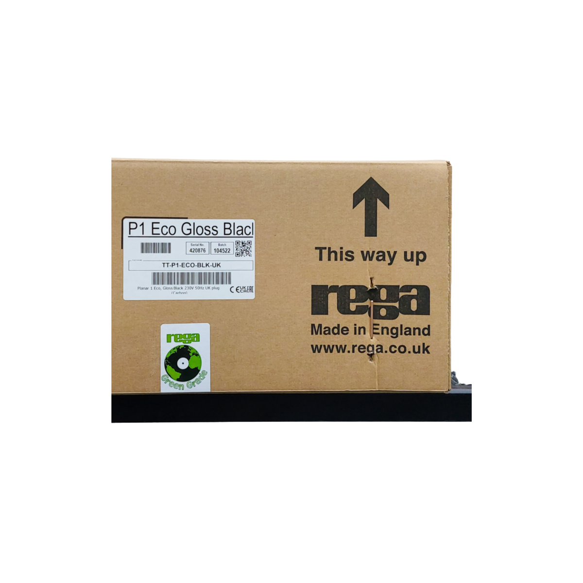 Rega Planar 1 Plus Eco Deck - Belt Drive Turntable with Built-In Phono Stage (Black)