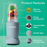 Nutribullet Pro Blender High-Speed Nutrient Extractor - 900W Black with 3 Unbreakable Jars & 2 Blade Set (Wet & Dry) (Slate)