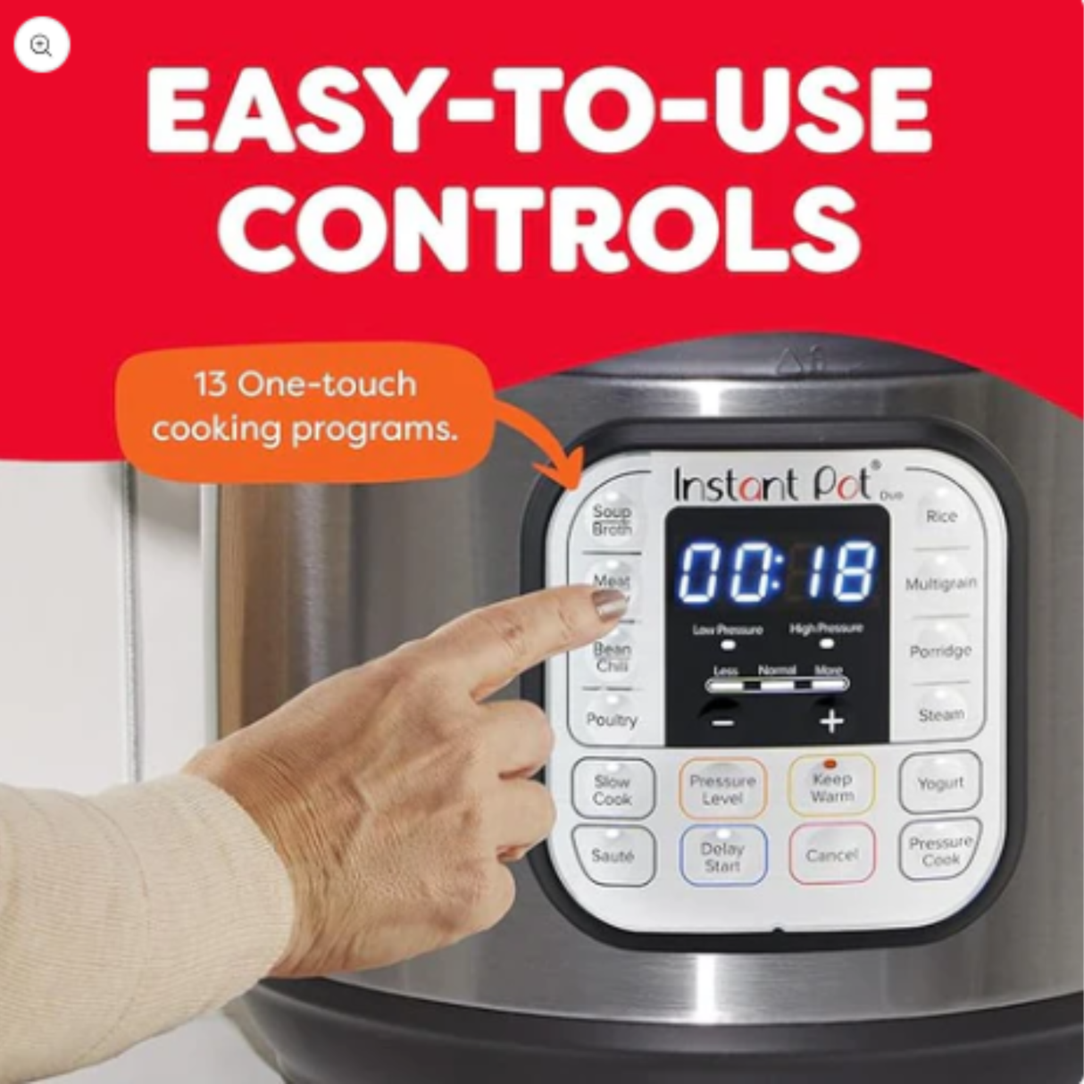 Instant Pot Duo 6QT(5.7L) 7-in-1 Electric Pressure Cooker, Multi Pot, SS304 Stainless Steel Inner Pot, Slow Cook, Rice Cooker, Steamer, Sauté, Yogurt Maker & Keep Warm