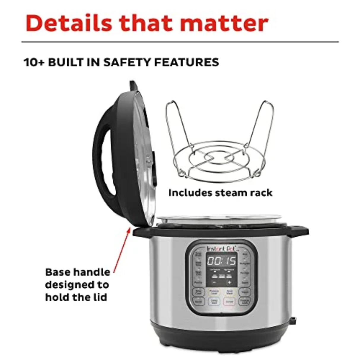 Instant Pot Essential 6QT (5.7L) 9-in-1 Electric Pressure Cooker, SS304 Stainless Steel Inner Pot, Original USA Brand, Slow Cook, Sauté, Steam, Cook Rice & Sous Vide