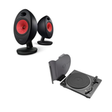 KEF EGG Duo wireless music system Powered Speakers + Denon DP-400F Turntable (Black) (Audiophile Enthusiasts Bundle Pack)