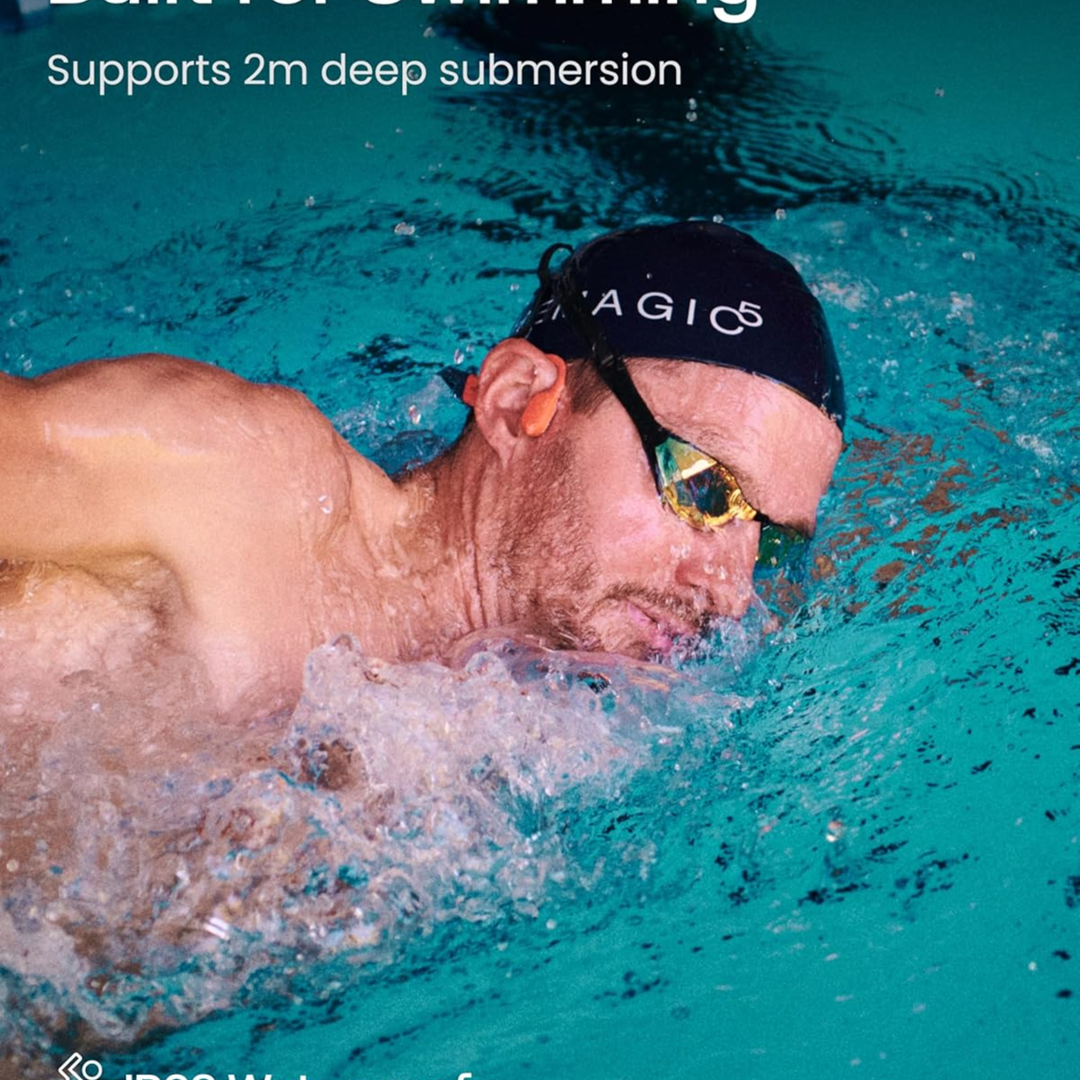 SHOKZ Openswim Pro Bone Conduction Sports Waterproof Noise Cancelling Headphones (Red)