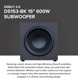 Elac Debut 3.0 DS153 - 15 Inches 600W Powered Subwoofer