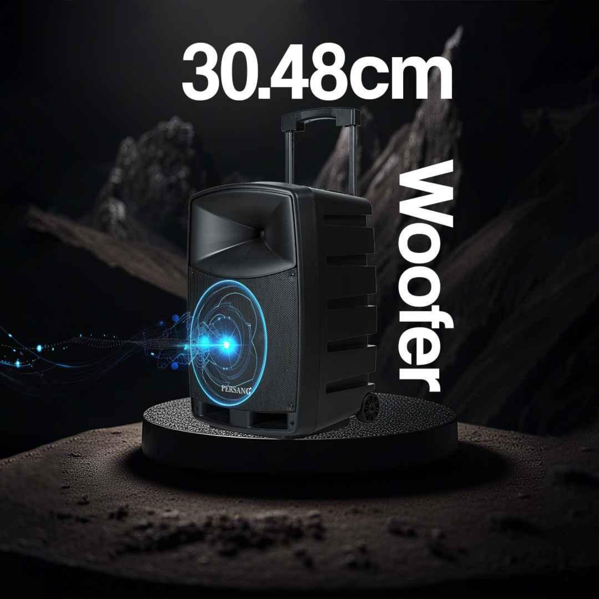 Persang Octane 9 Premium 12 Inch Bluetooth Party Speaker with 2X UHF Wireless Mic  & Built-In Battery