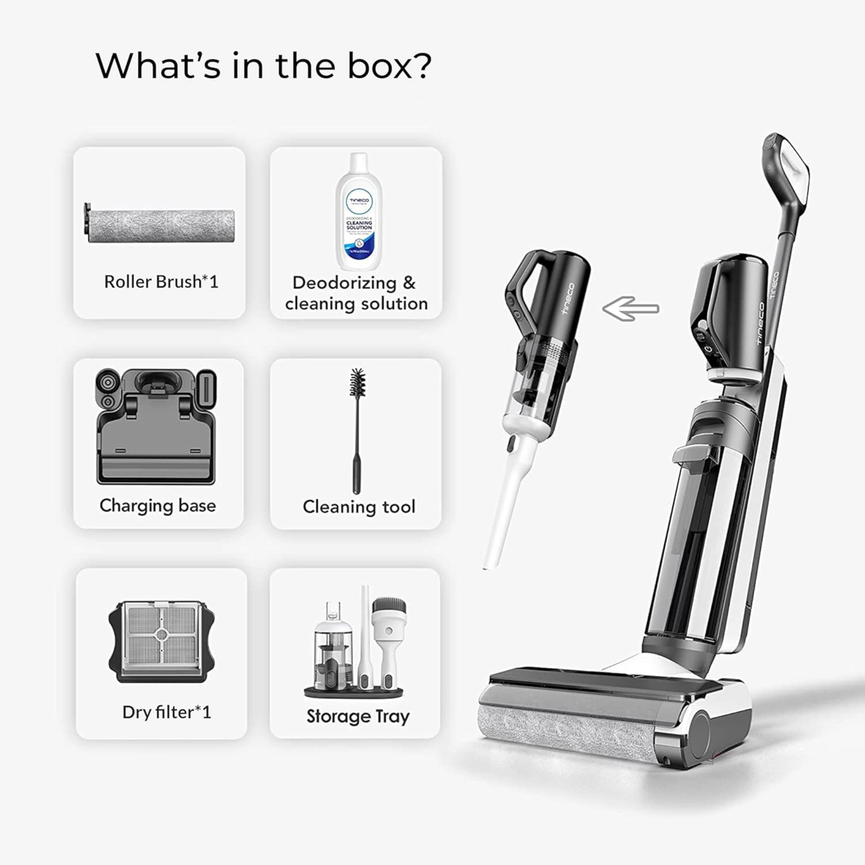 Tineco S5 Combo - Cordless Wet & Dry Vacuum Cleaner, Converts to Handvac, Lightweight & Self-Propelled, Hands-Free Self-Cleaning, iLoop Smart Sensor, Tough Stain Removal, Auto Floor Washer