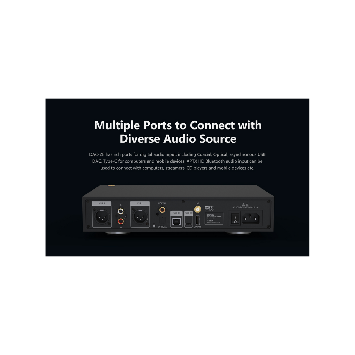 EverSolo DAC-Z8 Digital to Analog Converter (DAC) - (Sabre flagship ES9038Pro 32 bits D\A converter chip)