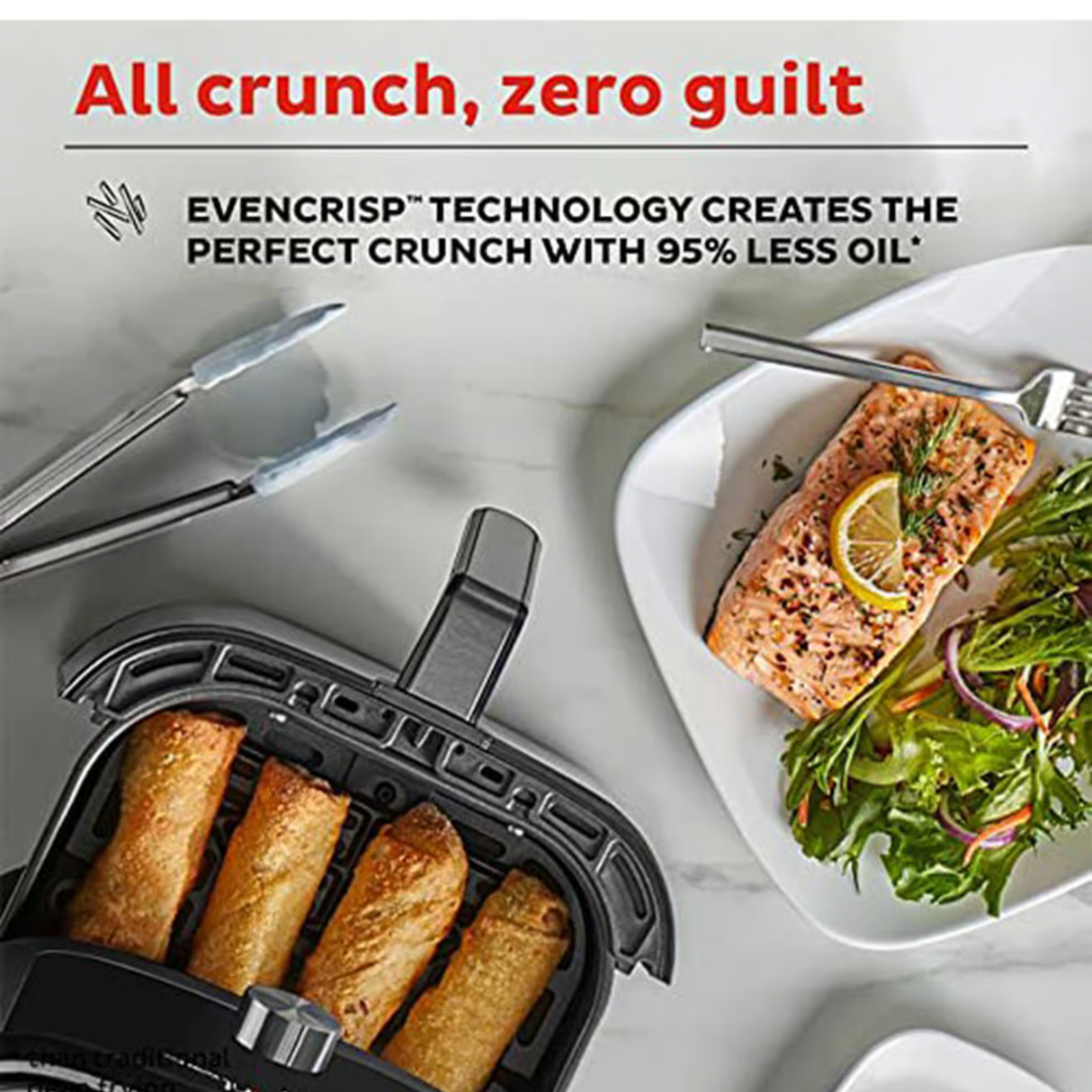 Instant Vortex Plus 6L Air Fryer, 6-in-1 with 360° EvenCrisp Technology, Touch Control Panel, Uses 95% Less Oil, Air Fry, Roast, Grill, Bake, Reheat & Dehydrate, 1500W, PFOA-Free & BPA-Free
