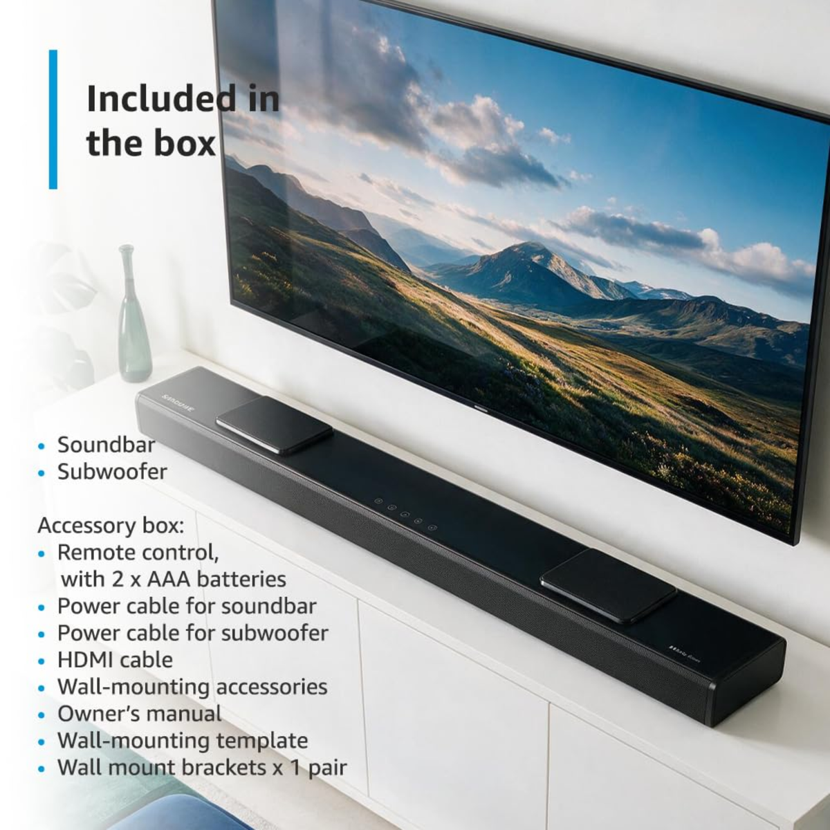 Sonodyne SAMA 7000 Dolby Atmos Soundbar with Wireless Subwoofer, 850W, 5.1.2 Channel with Up-Firing Atmos Height Speakers