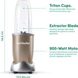 Nutribullet Pro Blender High-Speed Nutrient Extractor - 900W Black with 3 Unbreakable Jars & 2 Blade Set (Wet & Dry) (Gold)