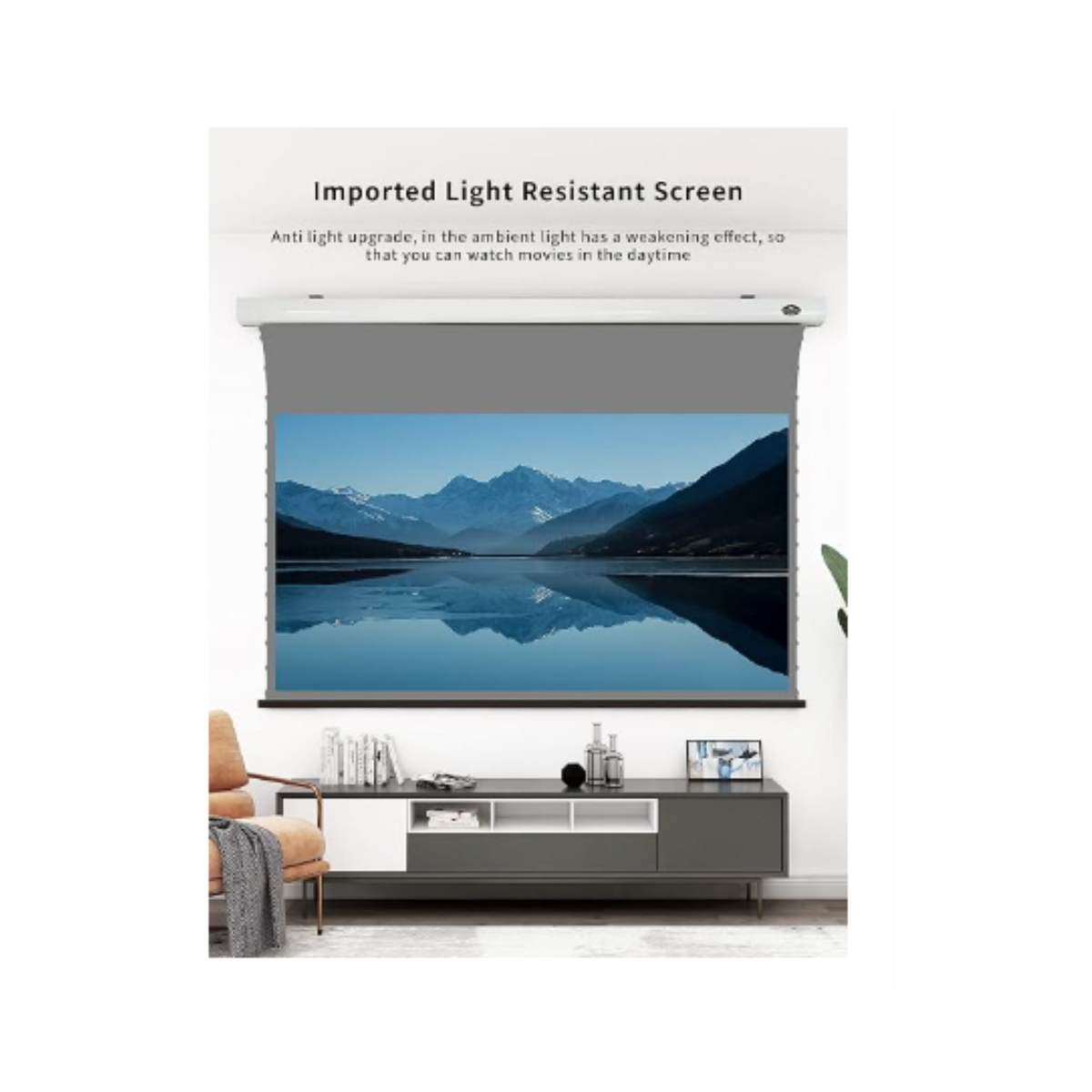 Vividstorm Long Throw Obsidian Slimline Ambient Light Rejection 92 Inches Motorised Tab Tension Screen