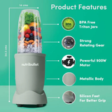 Nutribullet Pro Blender High-Speed Nutrient Extractor - 900W Black with 3 Unbreakable Jars & 2 Blade Set (Wet & Dry) (Jade)