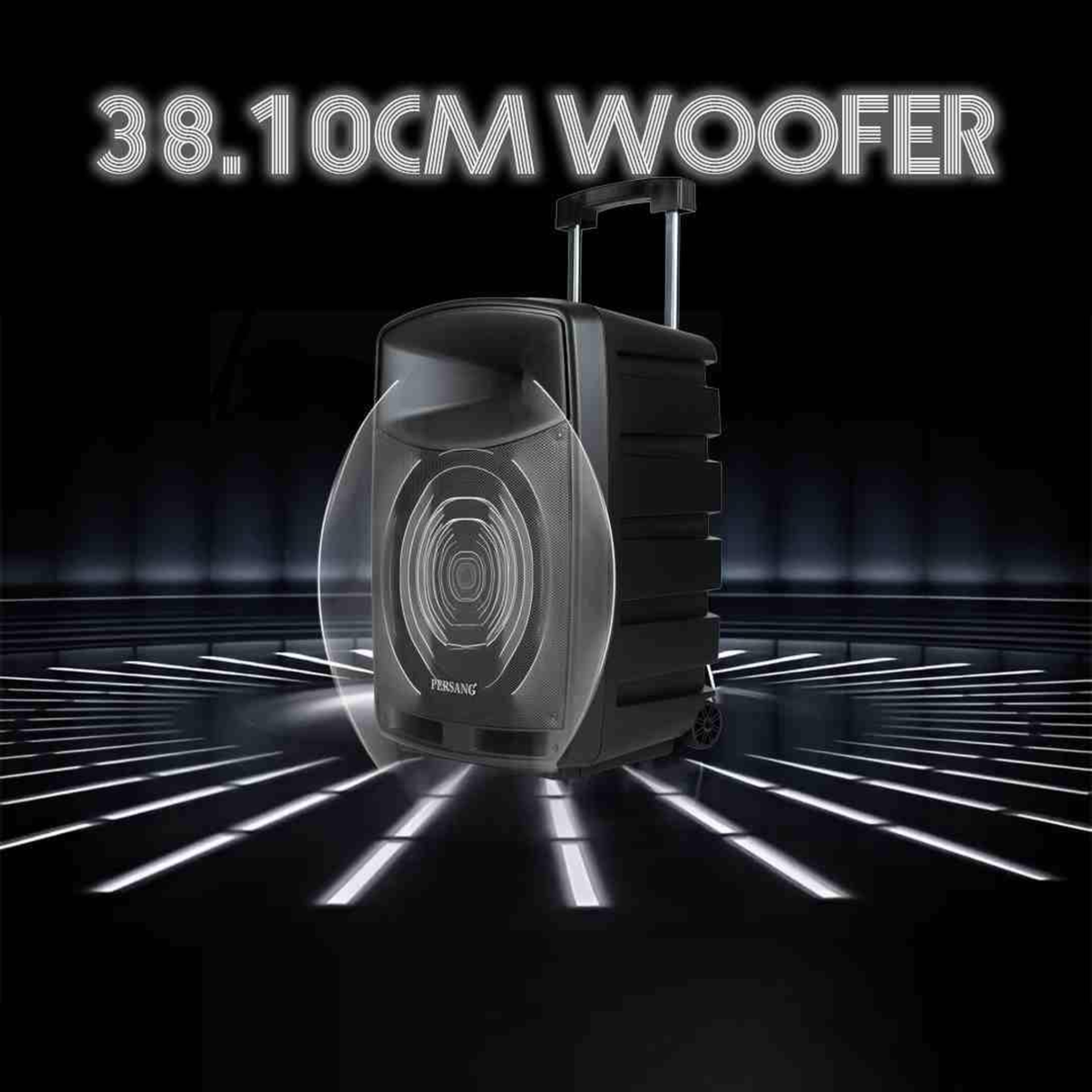 Persang Octane 9 Premium 15 Inch Bluetooth Party Speaker with 2X UHF Wireless Mic  & Built-In Battery