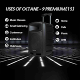 Persang Octane 9 Premium 15 Inch Bluetooth Party Speaker with 2X UHF Wireless Mic  & Built-In Battery