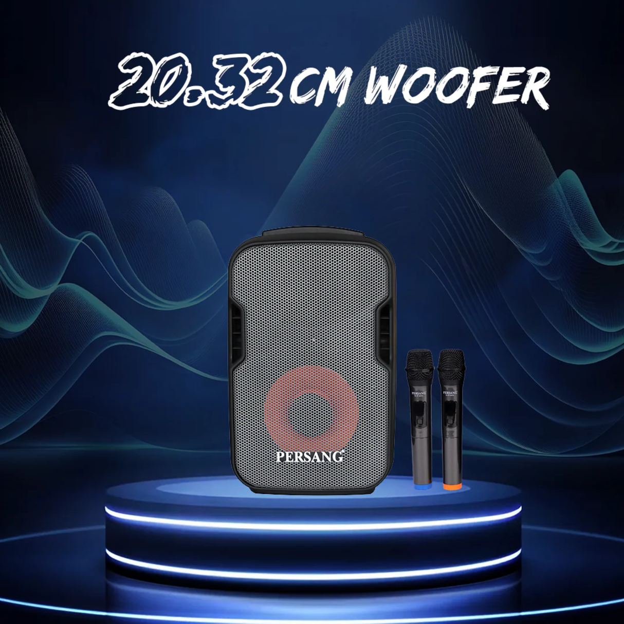 Persang Octane 9 Max-8HD - 8" Bluetooth Party Speaker with Wireless Mic & Built-In Battery