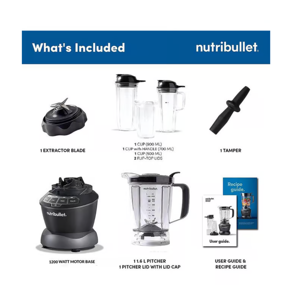 Nutribullet 1000W Combo Blender - Mixer, Grinder, Smoothie Maker, Food Processor, 3 Unbreakable Jars, 1.6L Extra Large Pitcher & Tamper (Dark Grey)