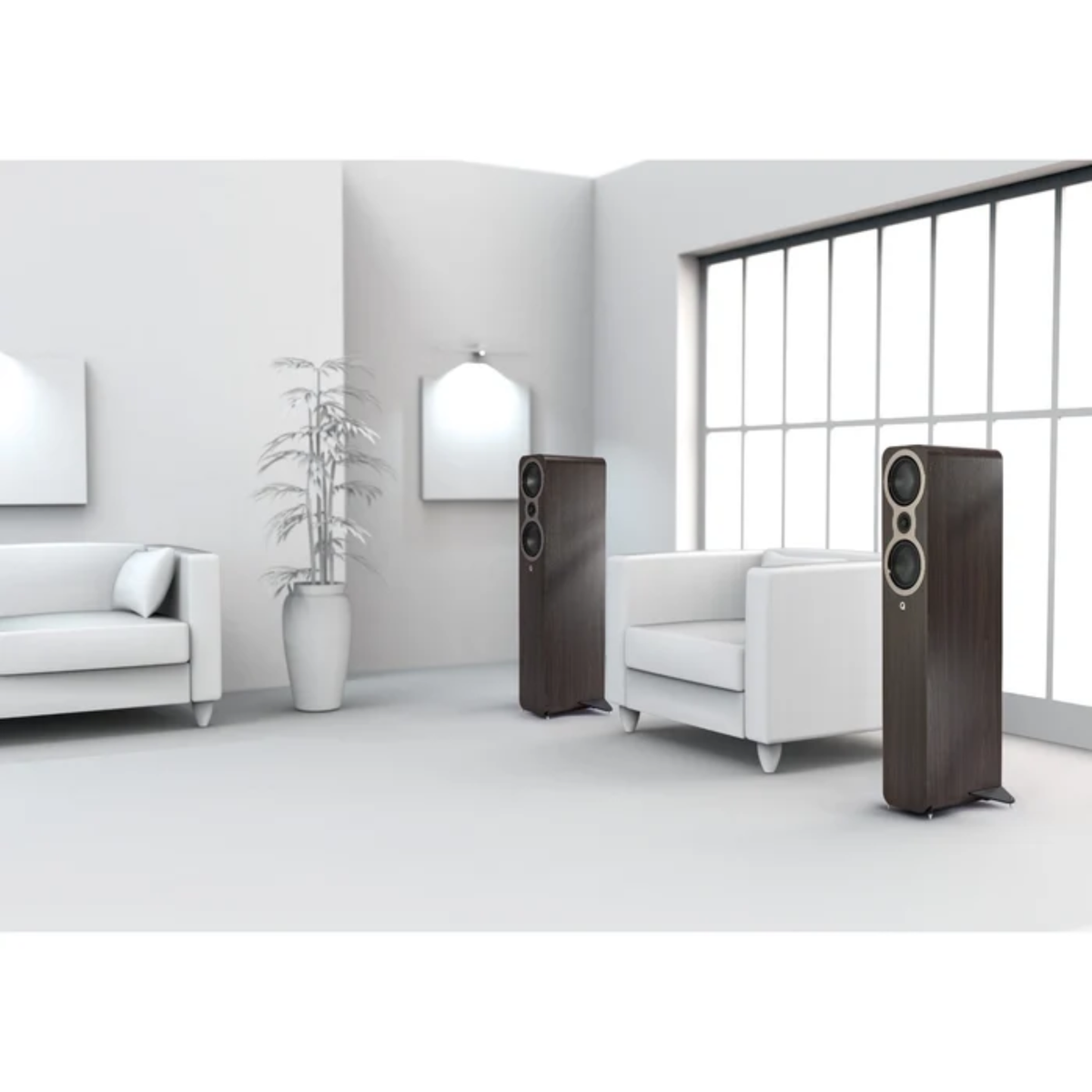 Q Acoustics 3040C - 2-Way Floorstanding Speakers (Pair) (Walnut)
