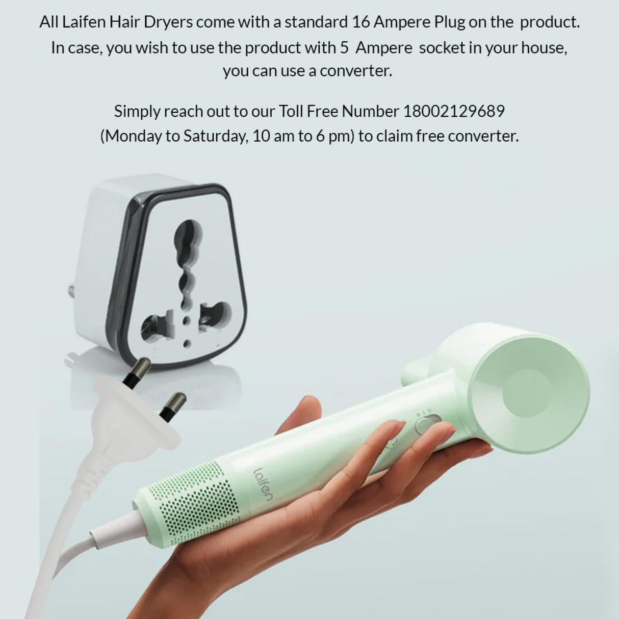 Laifen SE Lite Hair Dryer - 150 Million Negative Ionic Blow Dryer With 100,000 RPM Brushless Motor, 1400 Watt Powerful Fast Drying High-Speed Low Noise Hairdryer, Lightweight and Compact Design (Green)