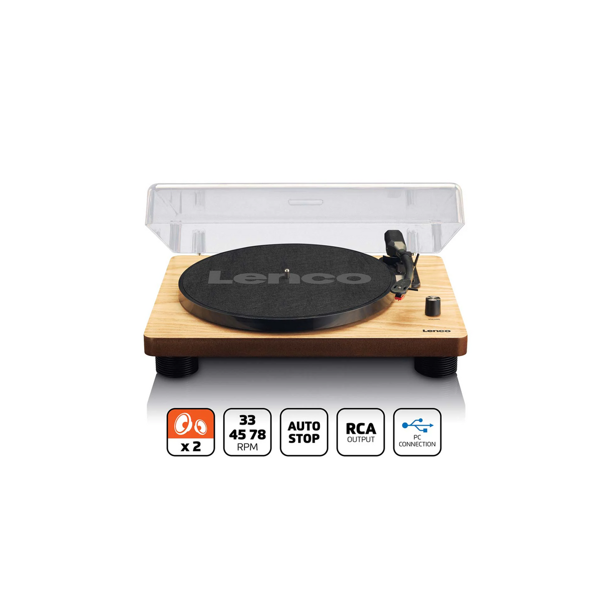Lenco LS-50WD - Record Player with built-in speakers & USB (Wood)
