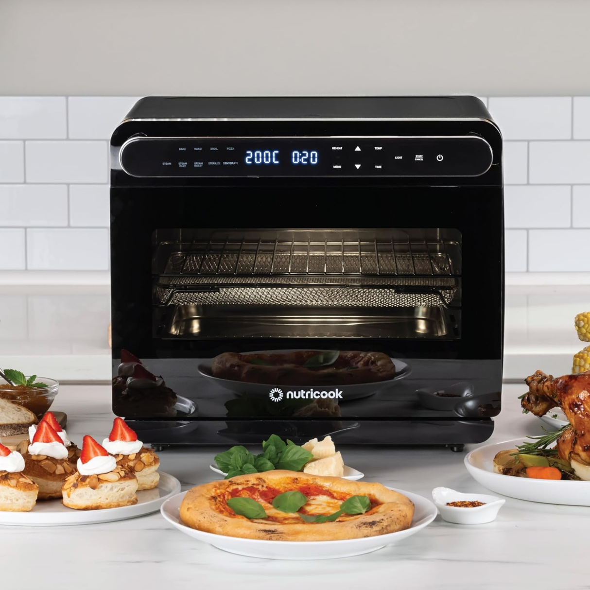Nutricook Steami 2.0 24L - Steam Oven + Air Fryer Oven with 10-in-1 functions like Steam Cook, Steam Roast, Air Fry, Bake, Sterilize & more. Steam + Convection technology, 2200W power