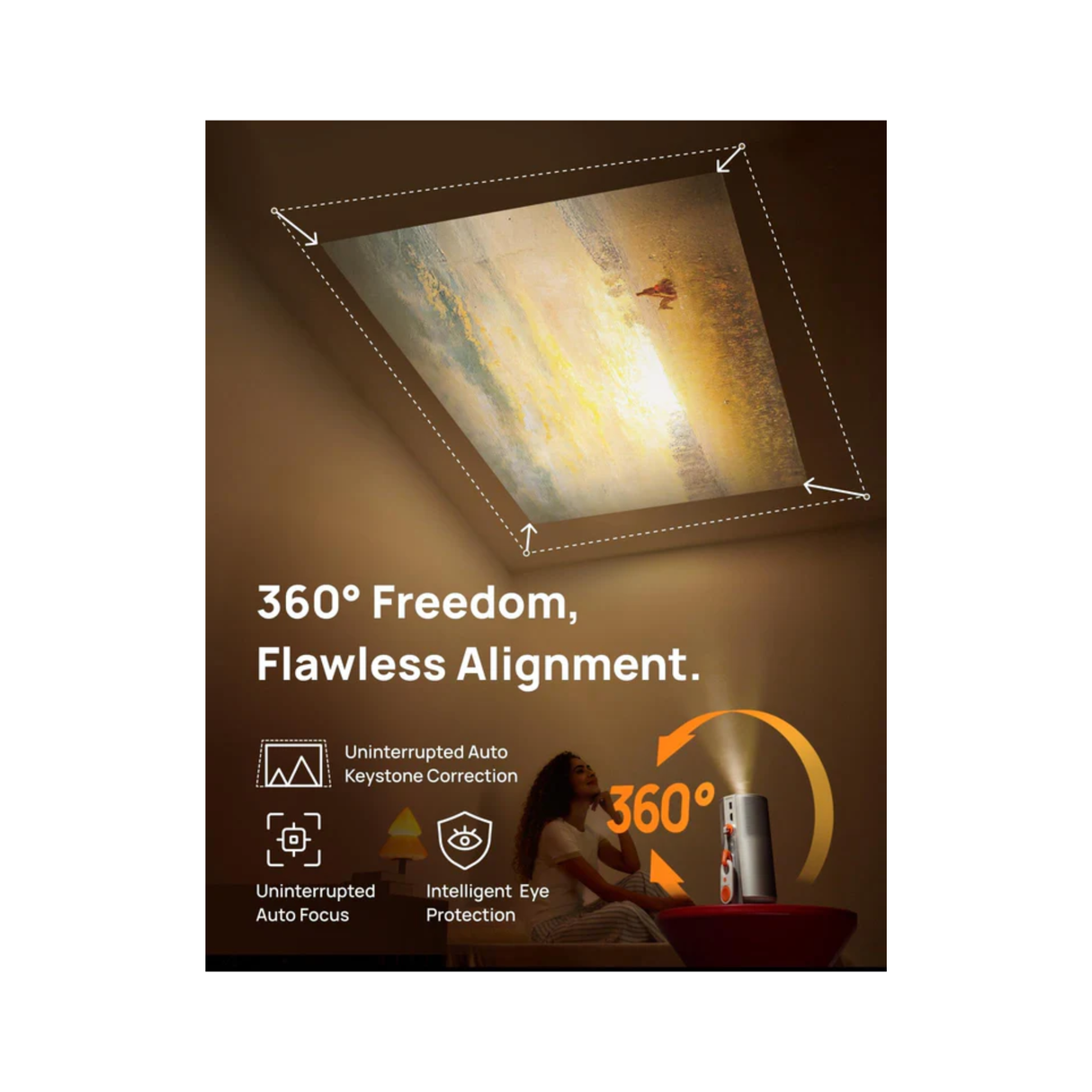 XGIMI MoGo 4 Bundle Set - Smart Portable Projector with Built-In Battery + PowerBase Stand + 1 x Filter