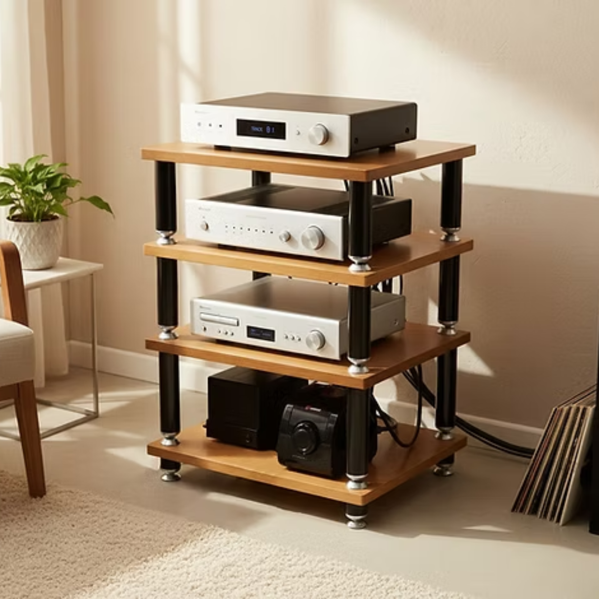 Norstone Stabbl Hifi AV Rack Bamboo (600MM)