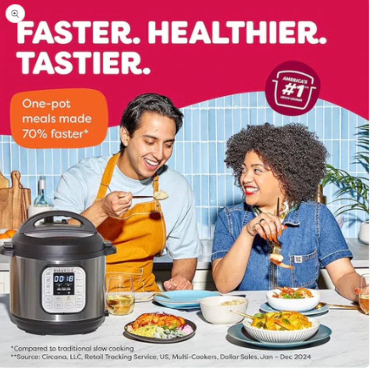 Instant Pot Duo 6QT(5.7L) 7-in-1 Electric Pressure Cooker, Multi Pot, SS304 Stainless Steel Inner Pot, Slow Cook, Rice Cooker, Steamer, Sauté, Yogurt Maker & Keep Warm