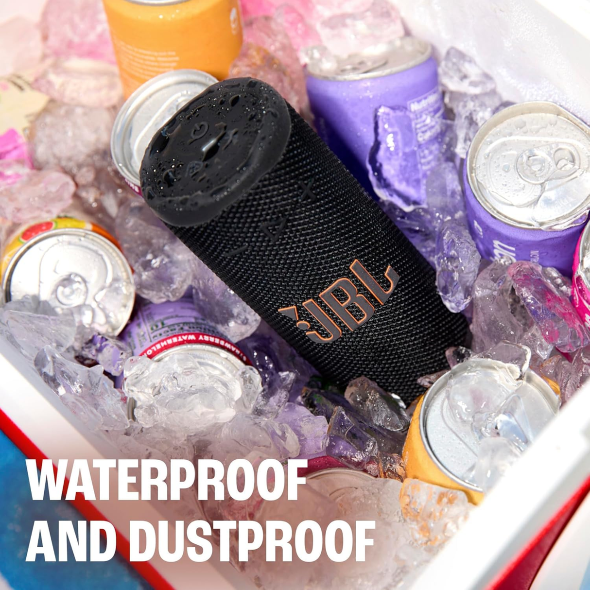 JBL Grip - Compact Bluetooth Speaker (Up to 14 Hours of Playtime, Water, Dust and Drop-Proof Multi-Speaker Connection) (Black)