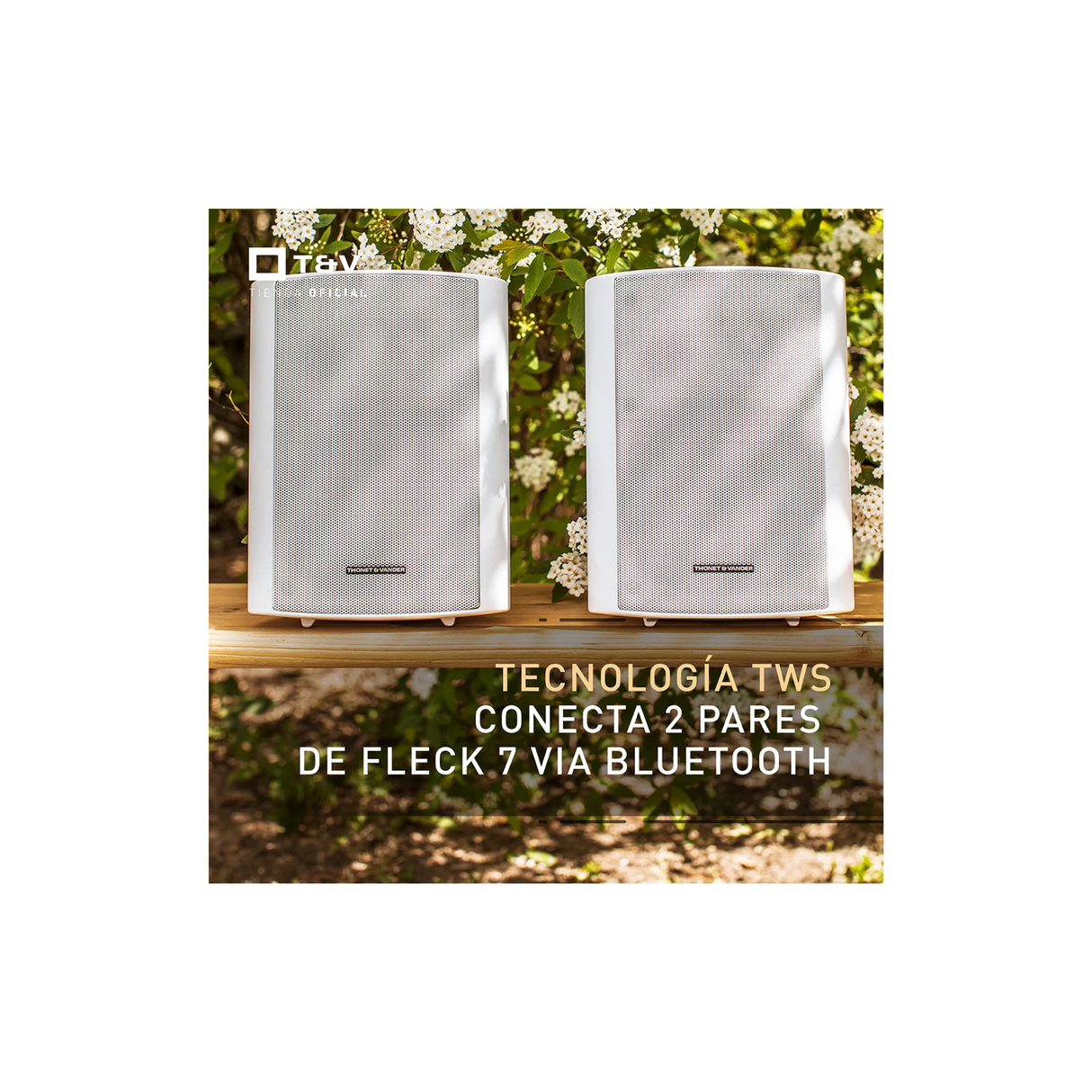 Thonet & Vander Fleck 7 - Active Indoor/Outdoor Waterproof Bluetooth Enabled On-Wall Speaker  (Pair) (White)