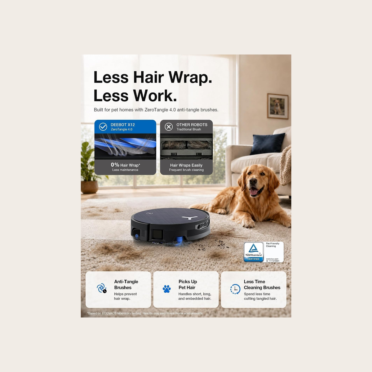 Ecovas Deebot X12 Omnicyclone Robot Vacuum & Mop, 22000 Pa Blast Suction, FocusJet + OZMO Roller Self-Washing Mop, TruEdge Cleaning, PowerBoost Charging, AIVI 3D AI Navigation
