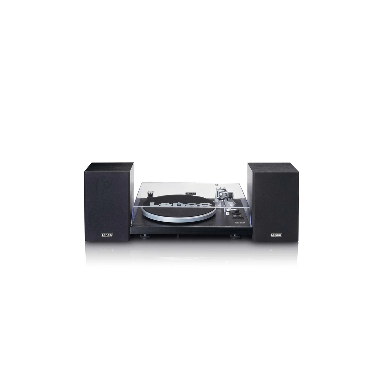 Lenco LS-500BK - Record player with built-in amplifier and Bluetooth plus Bookshelf Speakers (Black)
