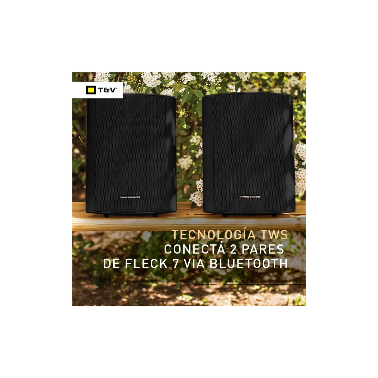 Thonet & Vander Fleck 7 - Active Indoor/Outdoor Waterproof Bluetooth Enabled On-Wall Speaker  (Pair) (Black)