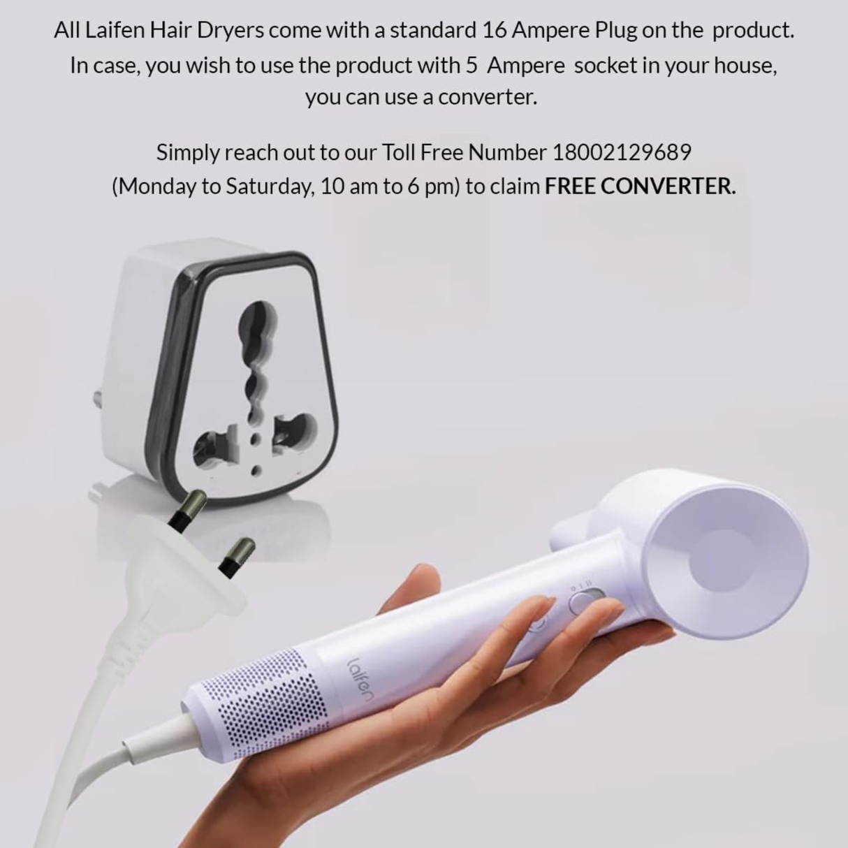 Laifen SE Lite Hair Dryer - 150 Million Negative Ionic Blow Dryer With 100,000 RPM Brushless Motor, 1400 Watt Powerful Fast Drying High-Speed Low Noise Hairdryer, Lightweight and Compact Design (Purple)