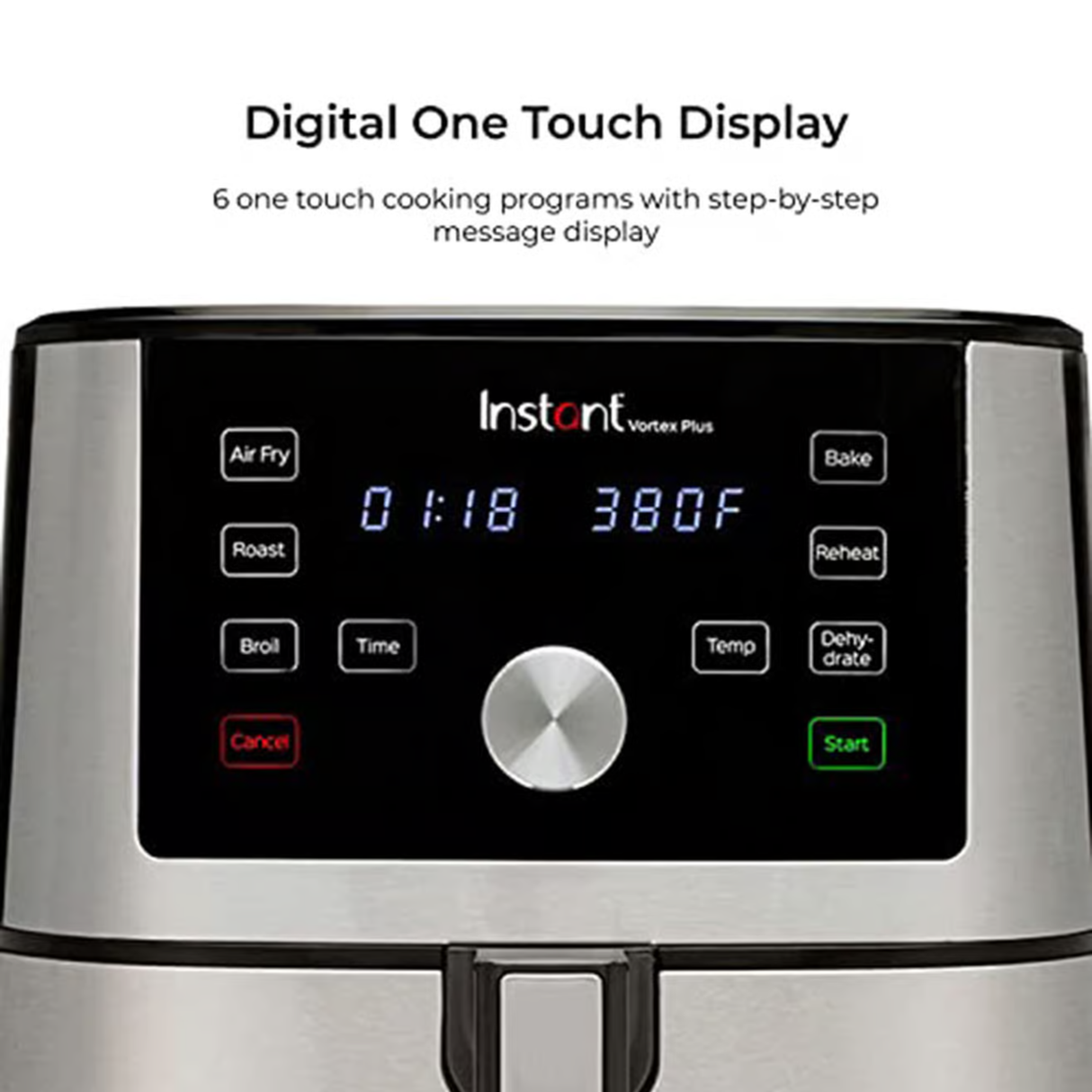 Instant Vortex Plus 6L Air Fryer, 6-in-1 with 360° EvenCrisp Technology, Touch Control Panel, Uses 95% Less Oil, Air Fry, Roast, Grill, Bake, Reheat & Dehydrate, 1500W, PFOA-Free & BPA-Free