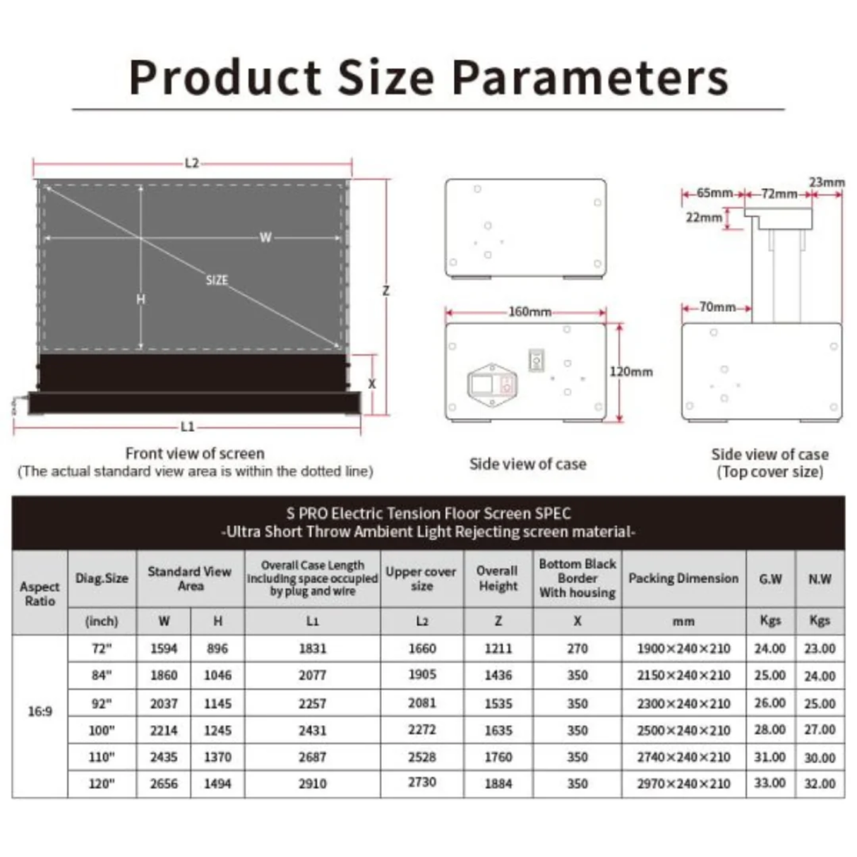 Vividstorm S PRO ALR Grey Floor Rising Projection Screen with Acoustic Transparency for Ultra Short Throw Projector (110 Inches)