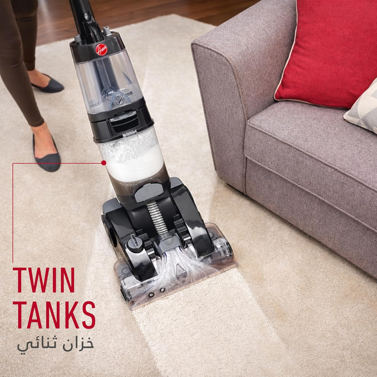 Hoover Platinum Power Max - Carpet Washer & Hard Floor Vacuum Cleaner for Home & Office, 360° Counter-Rotating XL Aqua SpinScrub™ Brush Technology, Auto Solution Mixing with Quick Drying