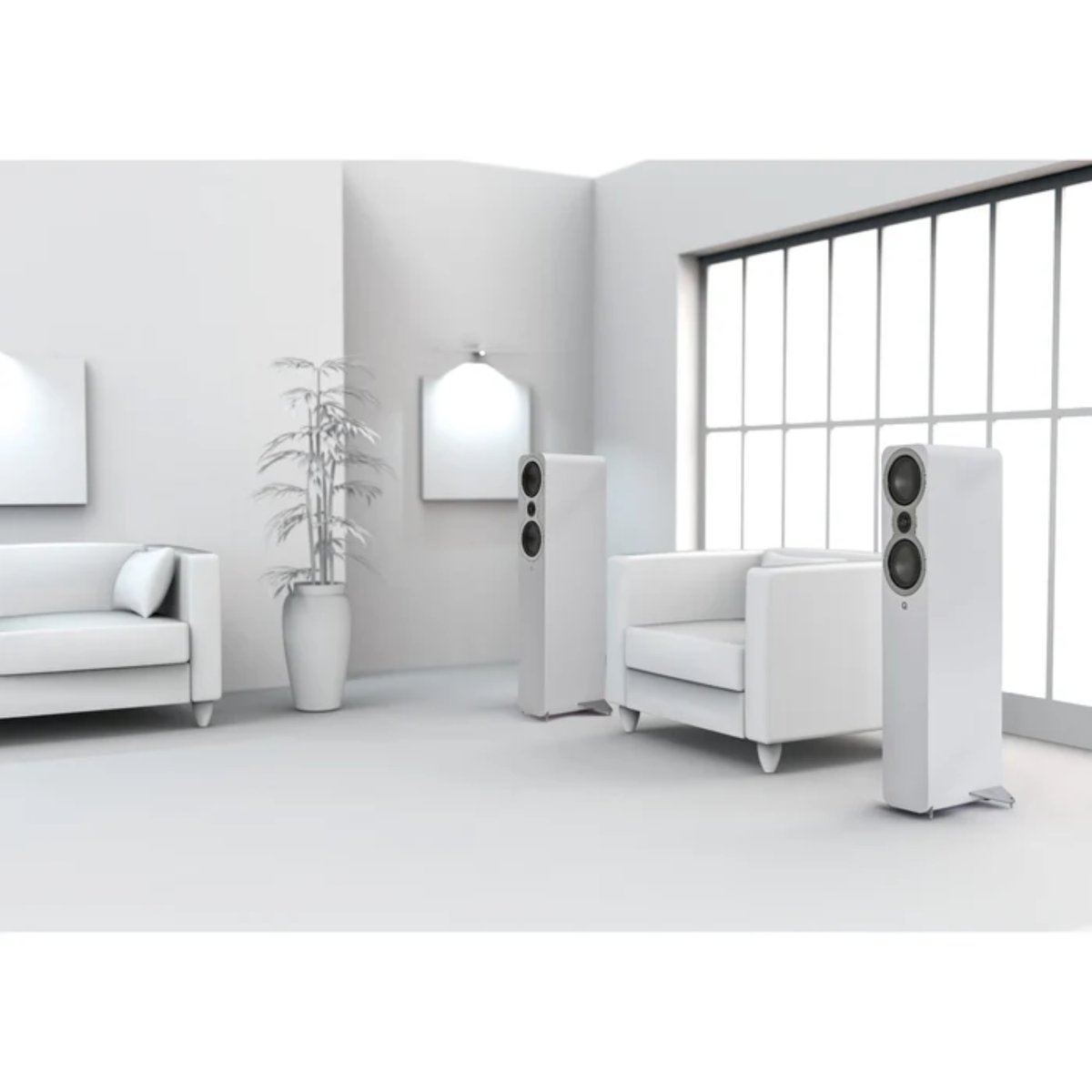 Q Acoustics 3040C - 2-Way Floorstanding Speakers (Pair) (White)