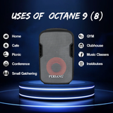 Persang Octane 9 Max-8HD - 8" Bluetooth Party Speaker with Wireless Mic & Built-In Battery