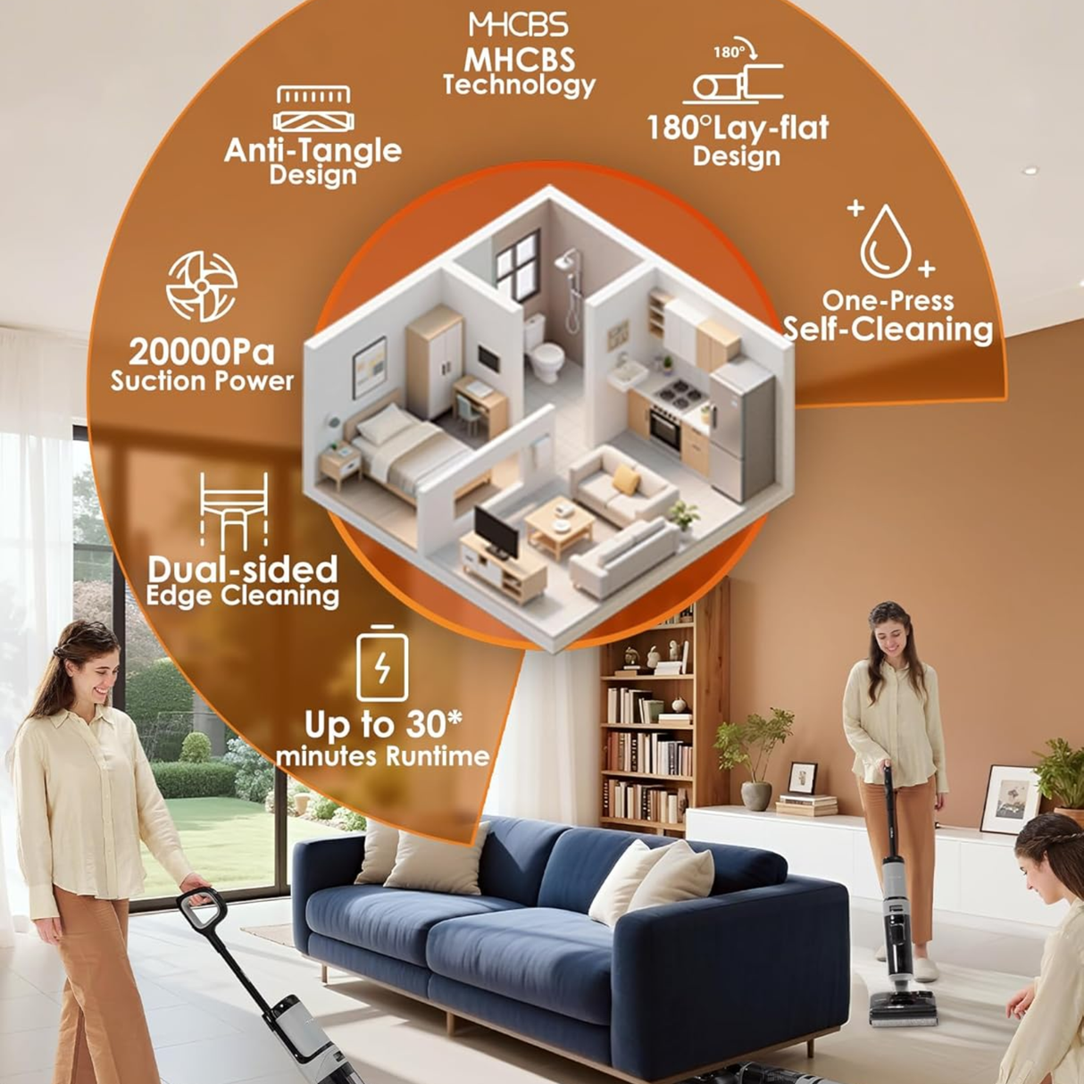Tineco Floor ONE i5 Stretch Plus 2 - Smart Cordless Wet & Dry Vacuum Cleaner & Mop for Hard Floors, 180° Flat Design, Clean Tough Stains & Pet Hair, Patented iLoop, Self-Cleaning Brush