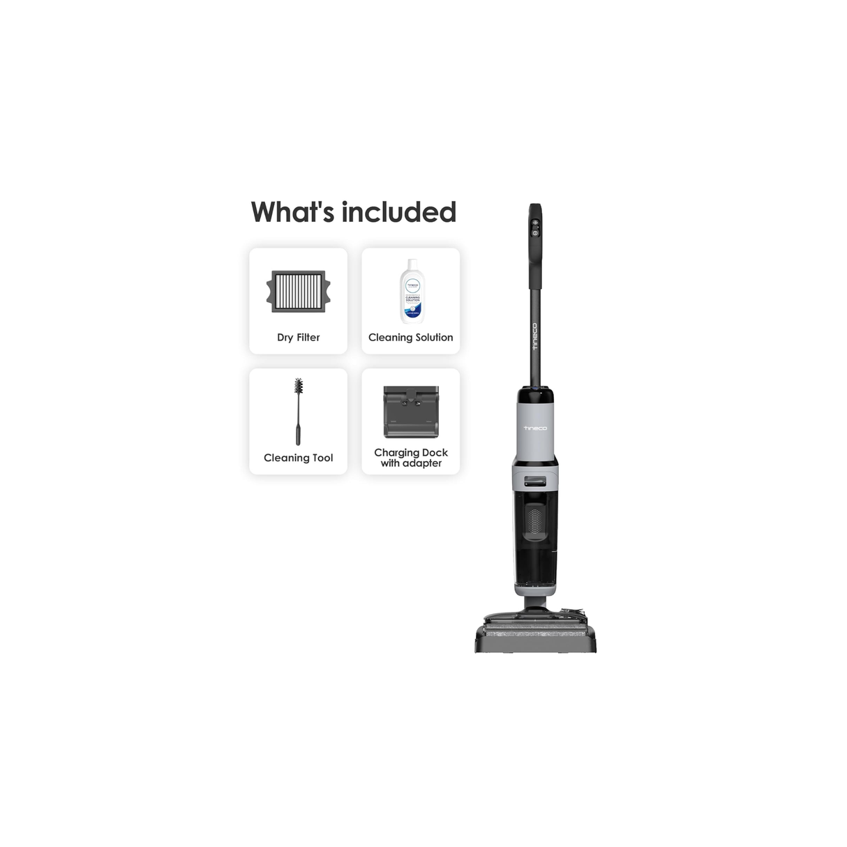 Tineco Floor ONE i5 Stretch Plus 2 - Smart Cordless Wet & Dry Vacuum Cleaner & Mop for Hard Floors, 180° Flat Design, Clean Tough Stains & Pet Hair, Patented iLoop, Self-Cleaning Brush