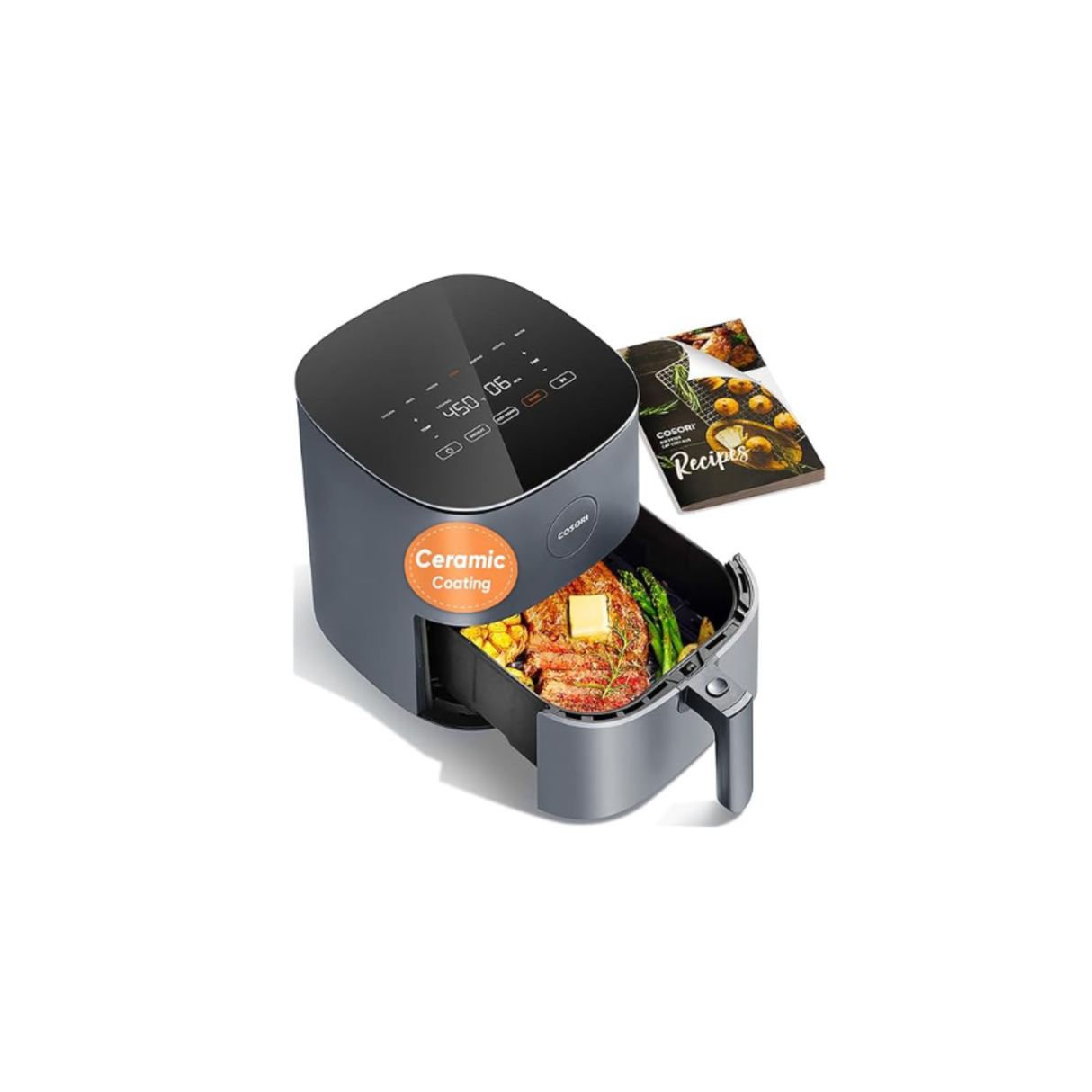 COSORI Air Fryer 5 QT (CAF-L501) (4.7 Litre) 1500W Fast Cooking 9 Preset Menu, 30 Recipes Cookbook, Grill, Broil, Roast, Toast, Bake, Reheat, Defrost, Digital Touch Panel