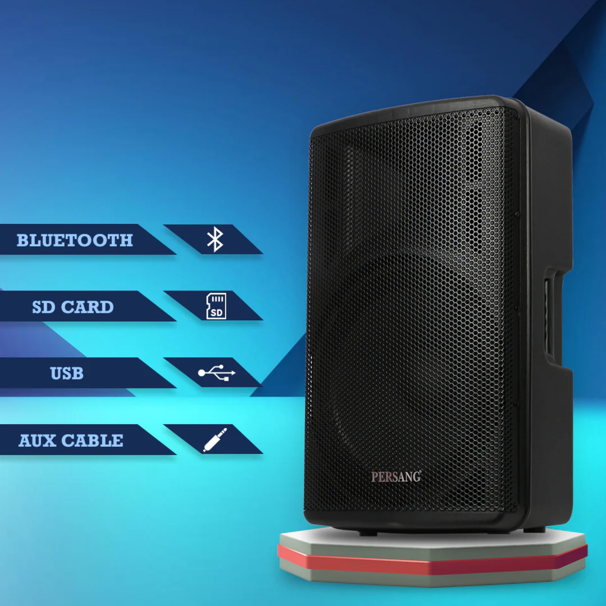 Persang Baretone MAX 15R - 15 Inches Powered Speaker with DSP, Bluetooth, USB, SD Card, Dual Mic Support