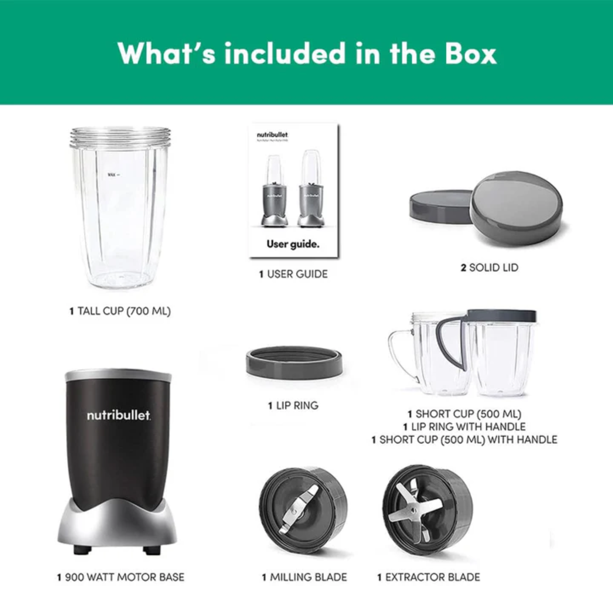 Nutribullet Pro Blender High-Speed Nutrient Extractor - 900W Black with 3 Unbreakable Jars & 2 Blade Set (Wet & Dry) (Black)