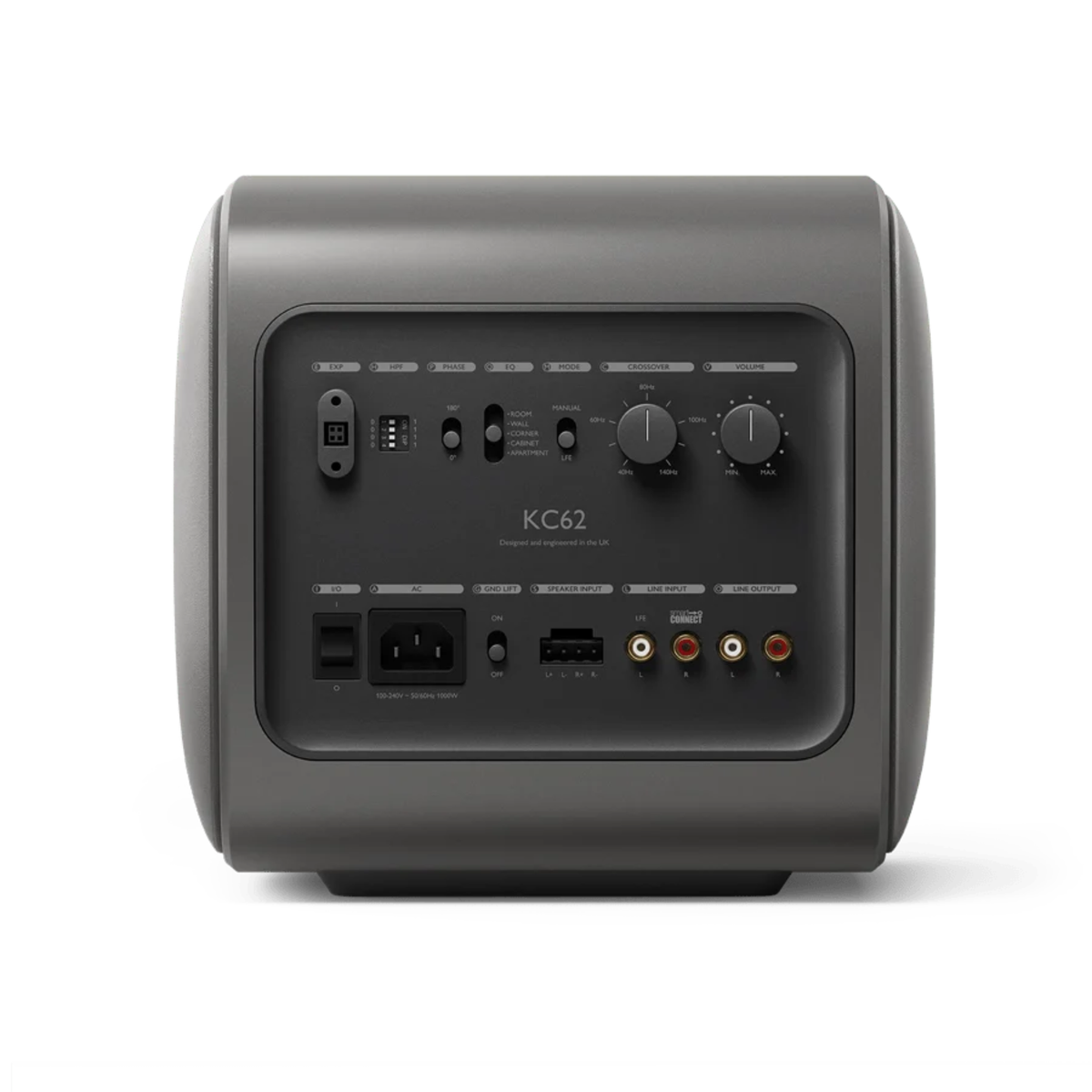 Kef KC62 - Compact 6.5 Inches Powered Subwoofer (Titanium Grey)