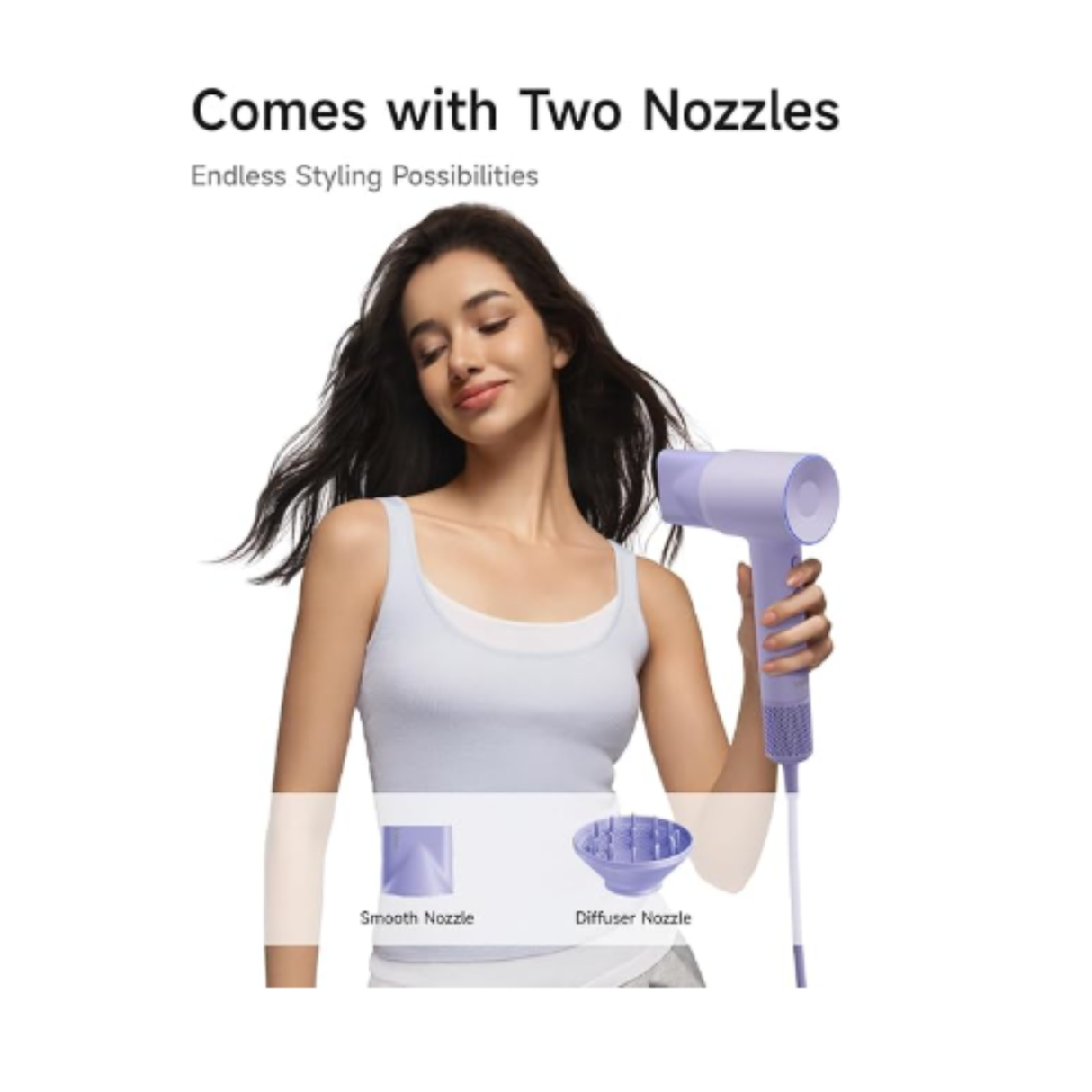 Laifen SE Hair Dryer -  200 Million Negative Ionic Blow Dryer with 105,000 RPM Brushless Motor 1400W Powerful Fast Drying High-Speed Low Noise Hairdryer with Magnetic Attachments (Purple)