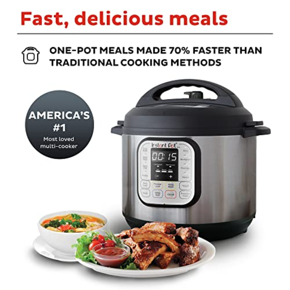 Instant Pot Essential 6QT (5.7L) 9-in-1 Electric Pressure Cooker, SS304 Stainless Steel Inner Pot, Original USA Brand, Slow Cook, Sauté, Steam, Cook Rice & Sous Vide