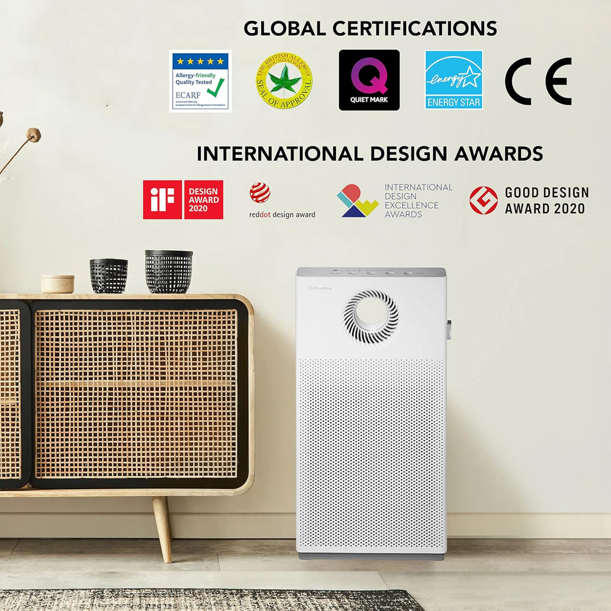 Coway Airmega Storm (AP-1220B) Professional Air Purifier for Home, Longest Filter Life 8500 Hrs, Green True HEPA Filter, Traps 99.99% Virus & PM 0.1 Particles