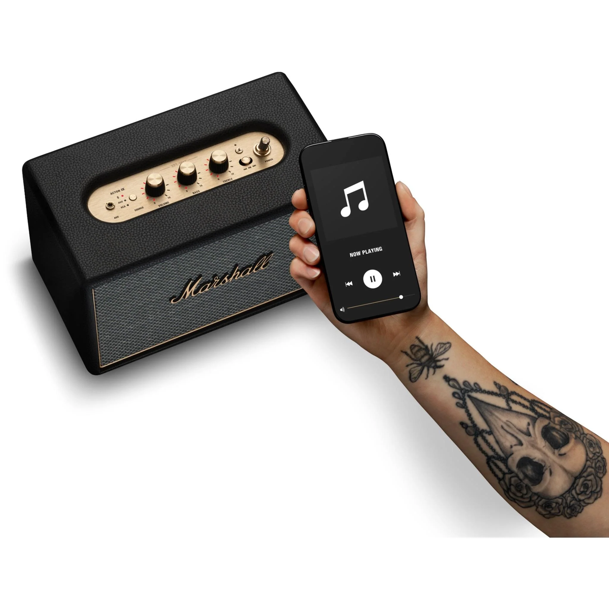 Marshall Acton IV Wired Connectivity Stereo Bluetooth Speakers with RCA or 3.5mm Input (Black)