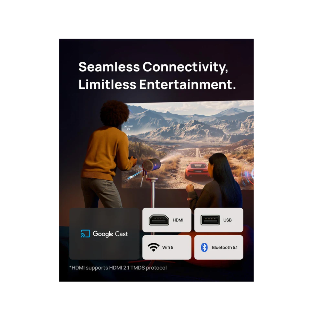 XGIMI MoGo 4 Bundle Set - Smart Portable Projector with Built-In Battery + PowerBase Stand + 1 x Filter