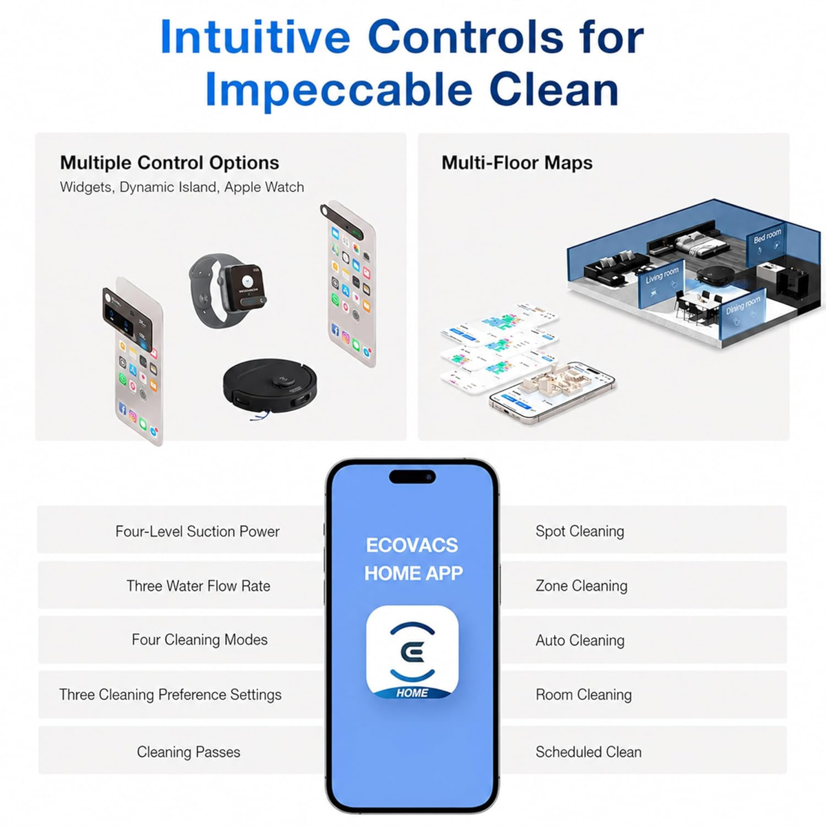 Ecovacs Deebot T30e Omni - 2 in 1 Robot Vacuum Cleaner & Mop, 25000 Pa Suction, Self-Empty & Self Wash Omni-Station, ZeroTangle 3.0, Hot Air-Drying, Auto-Lift Mop, 300 Min Runtime