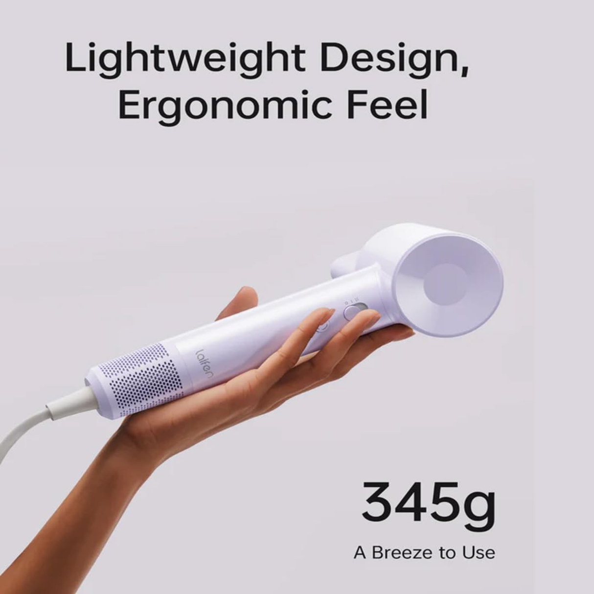 Laifen SE Lite Hair Dryer - 150 Million Negative Ionic Blow Dryer With 100,000 RPM Brushless Motor, 1400 Watt Powerful Fast Drying High-Speed Low Noise Hairdryer, Lightweight and Compact Design (Purple)